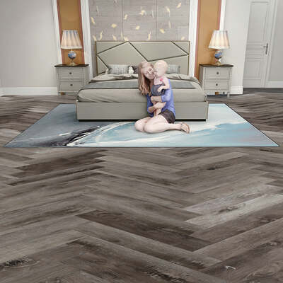 Job Lot - 38 Packs/84.74sqm of Lusso Portofino Herringbone Weathered Ash Glue Down LVT Vinyl Flooring