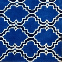 Moroccan Scroll Tile Indigo Handmade Persian Style Woolen Area Rug - 4' x 6'