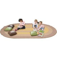 Indoor Oval Runway Beige Classroom Rug