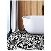 Floor Pops Pack Of 6 Valencia Charcoal Peel &Amp; Stick Floor Tiles
