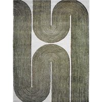 Hand-Tufted Viper Wool Area Rug, Olive, Modern Geometric Design, Durable