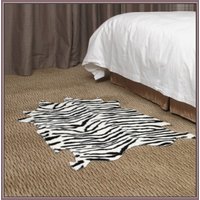 Fuzzy Zebra Striped Animal Print Faux Fur Area Floor Rug or Your Hot Rods Decor