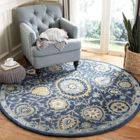 SAFAVIEH Heritage Collection 6' Round Navy / Gold HG423N Handmade Traditional Or