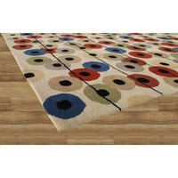 Hand Tufted Circle Dots Multi Color 5' x 8' Contemporary Woolen Area Rug Carpet